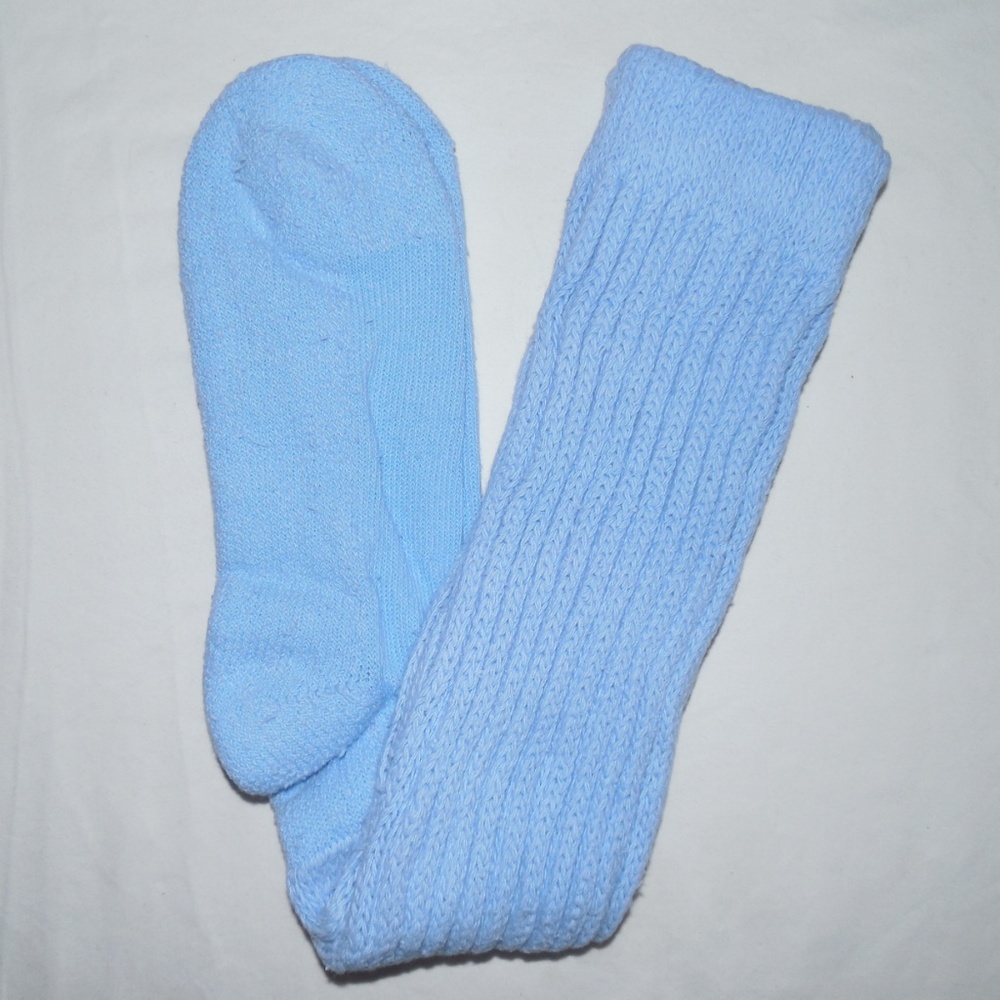 NEW HOOTERS UNIFORM XL LENGTH SCRUNCHIE SOCKS LIGHT PASTEL BLUE ONE SIZE